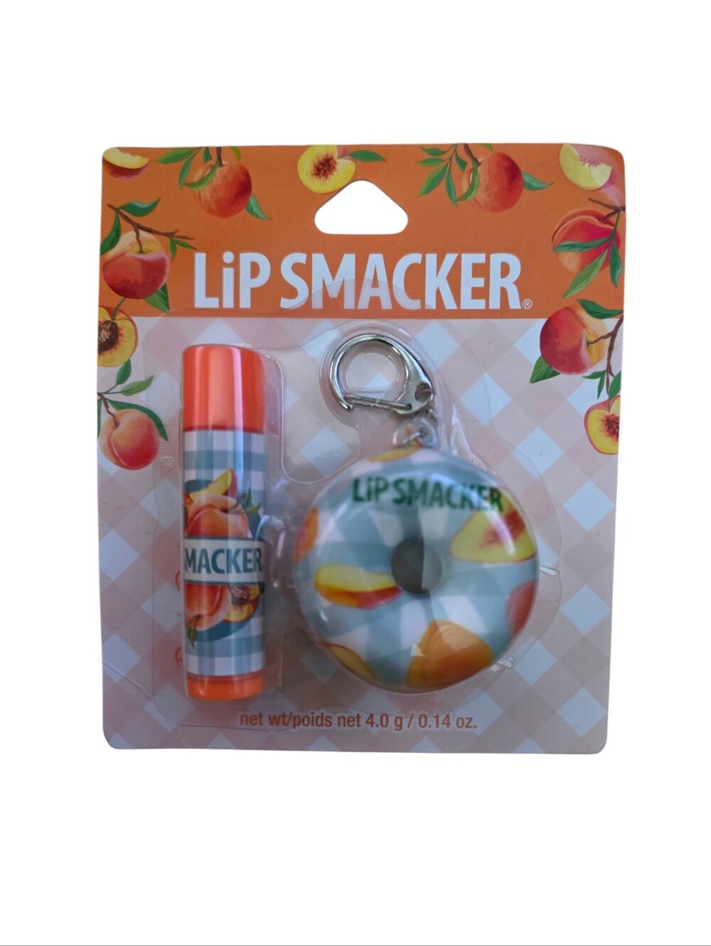 NWT Lip Smacker Peach Lip Balm w/ Mini Tote Bag Floatie Keychain - Summer Travel